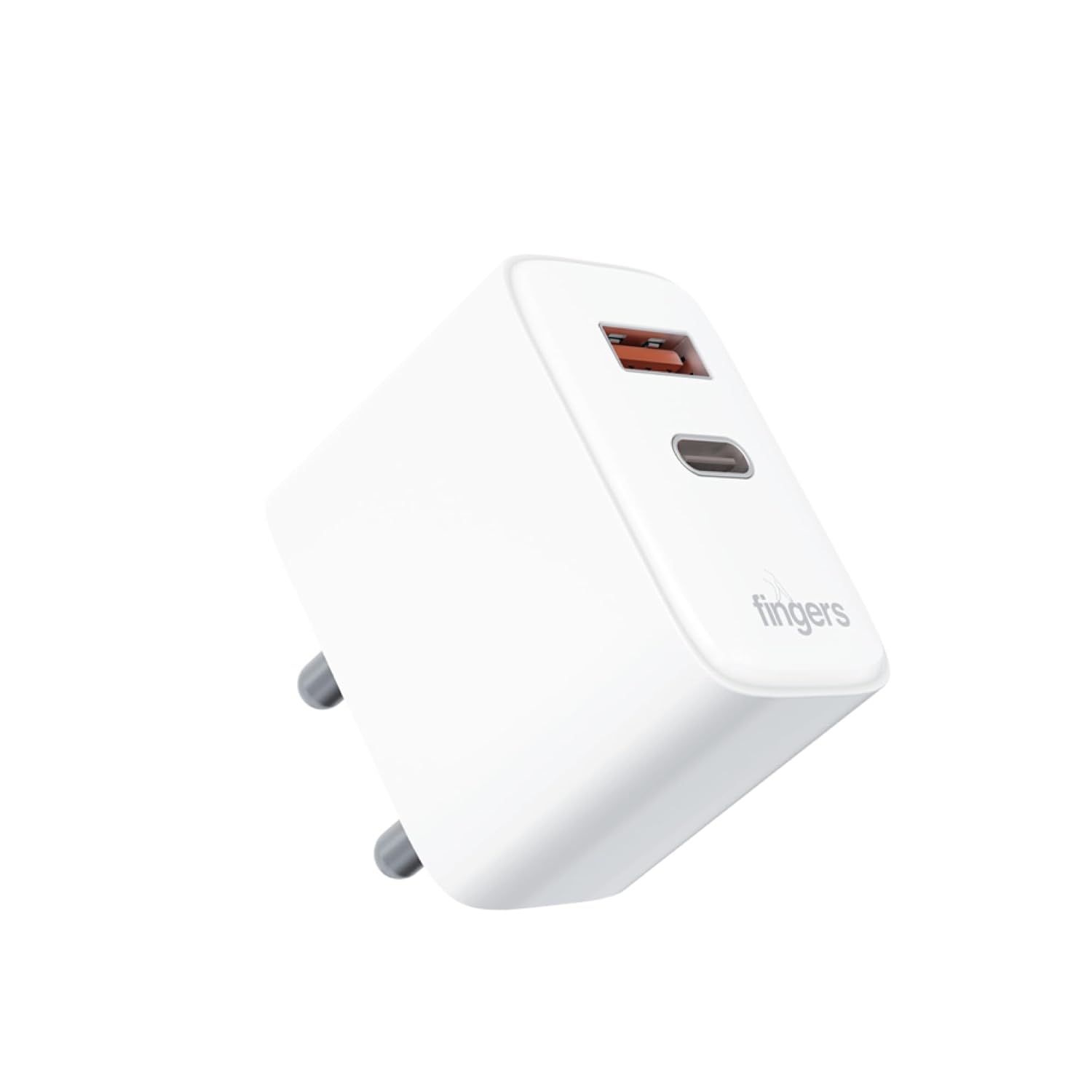 FINGERS PA-36 Mobile Adapter (Compact 33W Fast Charging, Dual USB Ports (Type-C PD + USB-A QC), GaN Technology, PPS Support, BIS Certified, Fire Retardant) Classic White