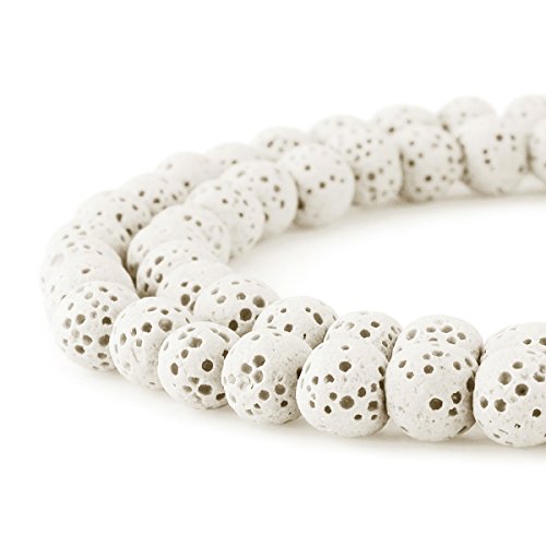 BEADNOVA 8mm Color Lava Beads Natural Crystal Beads Stone Gemstone Round Loose Energy Healing Beads for Jewelry Making…