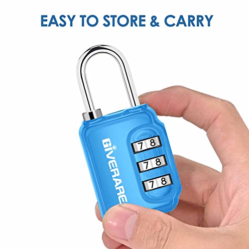 Giverare 2 Pack Combination Lock, 3-Digit Padlock Keyless, Resettable Luggage Locks For Backpack, Gym & School&Employee Locker,Weatherproof Travel Lock For Fence, Backyard Gate, Hasp, Case-Blue+Red #TOP2