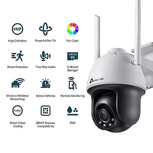 Image of TP-Link VIGI C540-W Wireless Outdoor Wi-Fi Pan Tilt Network Smart Security Camera | 24 Hour Full-Color CCTV | 4MP HD | Smart Detection | H.265+ | IP66 Waterproof | Two Way Audio | ONVIF
