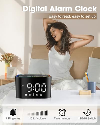 Alampan White Noise Sound Machine with Alarm Clock, 30 Soothing Sounds, Noise Machine for Sleeping, RGB Night Light, Digital Clock, Adults, for Bedside, Nightstand, Including Fan, Rain, Bird, Ocean - Image 5