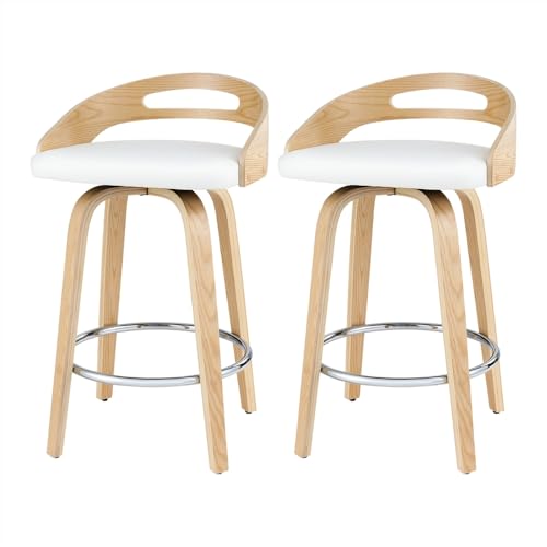 Artiss 2X Bar Stools Swivel Dining Chairs Low Back Counter Seat PU Cushion
