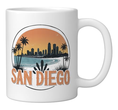 Taza de cerámica vintage San Diego 11oz blanca miniatura 2