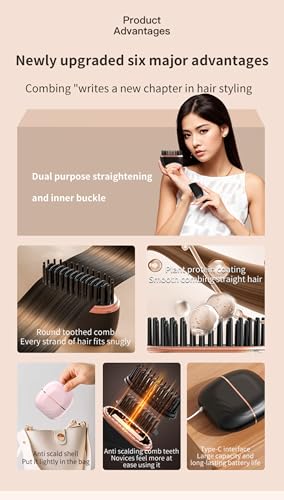 Mini plancha inalámbrica para cabello portátil negra miniatura 2