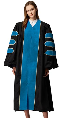 Image of MyGradDay Unisex Deluxe Graduation Doctorate Robe with Gold Piping Available for Customization
