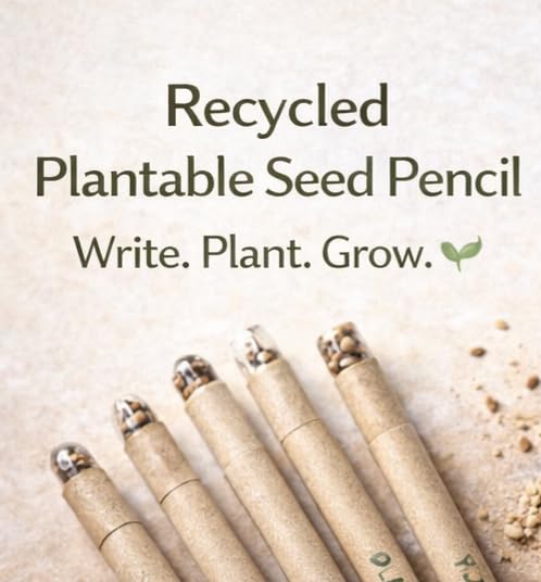 Recycled Plantable Seed Pencil | Eco-Friendly & Biodegradable | Write & Grow — Seed Capsule on Top | Ideal for Kids, School, Office, Return Gifts & Corporate Eco Campaigns (10) 3