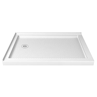 DreamLine SlimLine 36 in. D x 60 in. W x 2 3/4 in. H Left Drain Double Threshold Shower Base in White, DLT-1036601