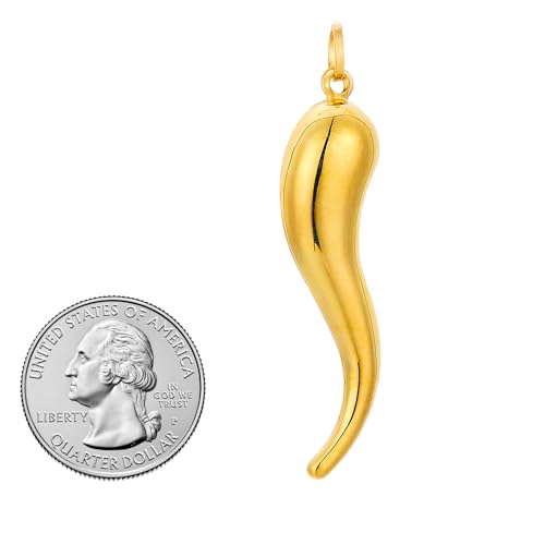 14k REAL Yellow Gold Cornicello Italian Horn Charm Pendant - 4 Different Size Available4