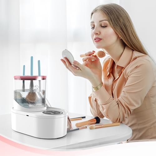 Gerbala Elektrischer Make-Up Pinselreiniger, 2-in-1 Pinselreiniger Elektrisch, Tragbarer Automatischer USB Pinsel Reinigungsgerät, Effizientes Reinigen, für Kosmetikpinsel Aller Groβen