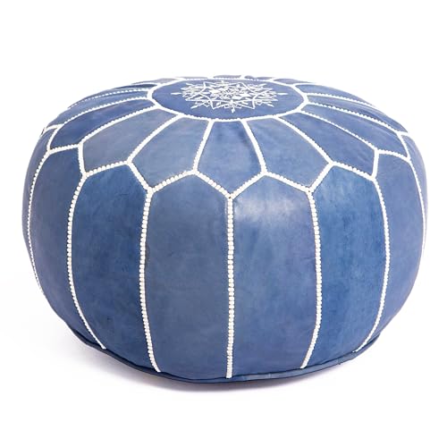 Funda para puf redonda de piel auténtica