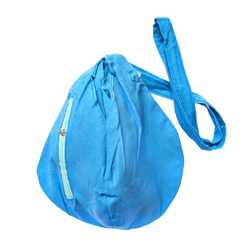 Image of Pure Cotton Chanting Bag or Gomukhi Japa Mala Bag or Cotton Bead Bag with Sakshi Mala Counter (Light Blue)