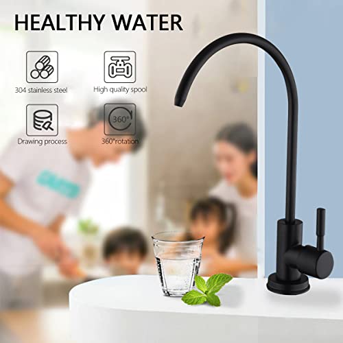 Image of Aquieen SS 304 Kitchen RO Water Tap with Installation Nut Kit Cold Water Provision(Black)