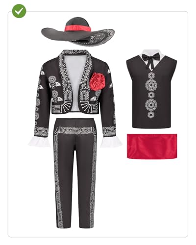 Miniatura 2 de Funidelia Disfraz De Mariachi Para Hombre Catrina, Dia De Los Muertos, Terror - Disfraz Para Adultos Y Divertidos Accesorios Para Fiestas, Carnaval Y Halloween - Talla L - Negro