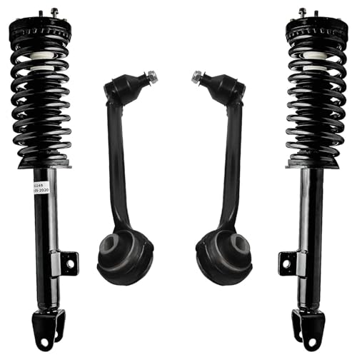 Image of Detroit Axle - 4pc RWD Front End Suspension Kit for 05-10 Chrysler 300, 05-08 Dodge Magnum 06-10 Charger, 2 Lower Control Arms w /Ball Joint 2 Struts & Coil Spring 2007 2009 Replacement