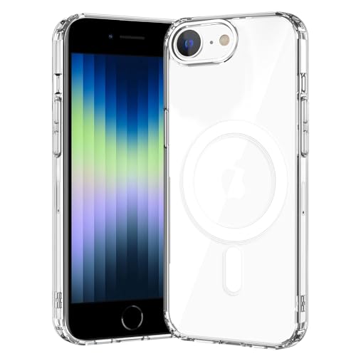 gueche Funda Magnética para iPhone 7/8/se, Compatible con MagSafe Carcasa Antigolpes Anti-Amarillo Tapa Trasera Resistente Arañazos, Transparent