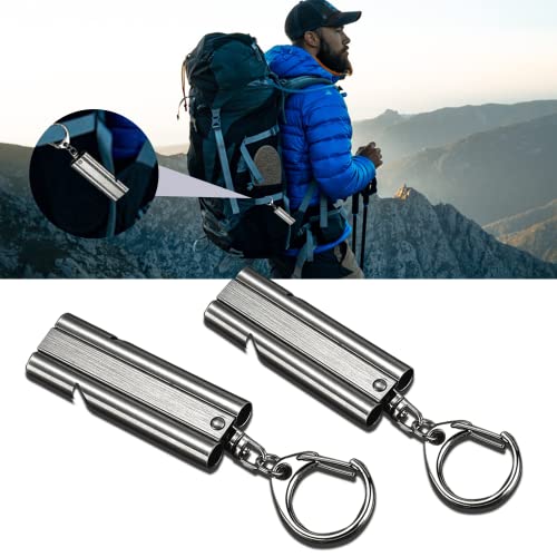 kajkey 2 Pcs Sifflet De Survie, Sifflet de Secours en Aluminium Double Tubes, Sifflets De Signalisation d'urgence pour Camping Sauveteur Exploration Voyage, Sports, Dressage d'animaux de Compagnie Cover
