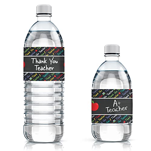 Thank You Teacher Water Bottle Labels - Teacher Appreciation - 24 Stickers