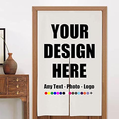 SUPNON Custom Doorway Curtain Personalized with Photo Text Logo Japanese Noren Door Way Curtain Fitting Room Curtain Partition Curtain Door Hanging Tapestry,Multiple Size,White Cover