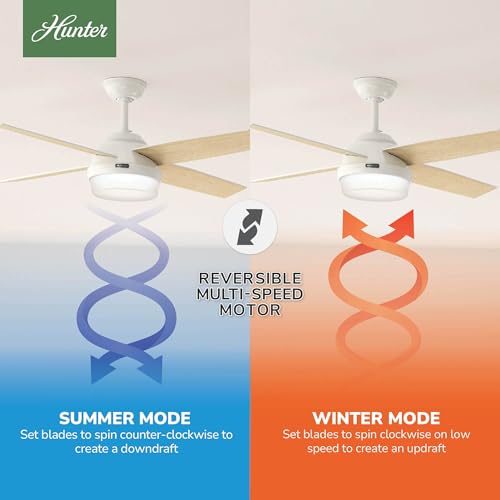 Image of Hunter Dempsey, Indoor, Ceiling Fan, Modern, Quiet, 52 inch, Fresh White