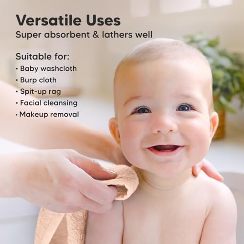 Image of 6-Pack Baby Washcloths - Soft Absorbent Viscose from Bamboo Washcloths for Face, Body, Baby Towels for Newborn, Kids, Toddlers, Infant, Gentle on Sensitive Skin, 10x10 Reusable Face Towels (Peachy)