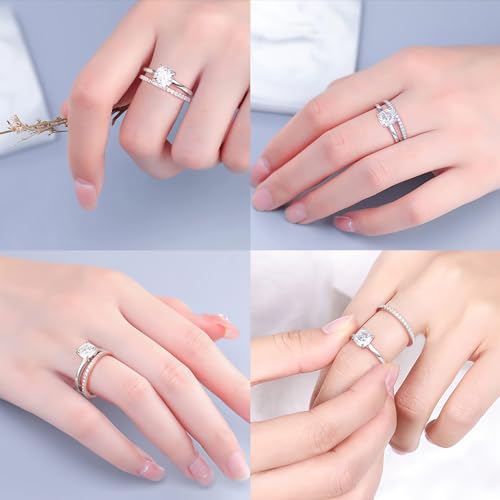 MOOSEA 2ct Moissanite Engagement Rings for Women, Cushion D Color VVS1 Clarity Lab Created Moissanite Rings 14K White Gold Vermeil 4 Prong Solitaire Moissanite Ring for Women Promise Rings Jewelry4