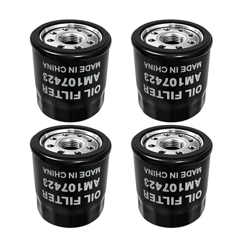 4 Pack AM107423 Oil Filter for John Deere AM101054 AM116304 Replace for Kawasaki 49065-0724 49065-7010 for Kawasaki FH721V FX801V FX850V FX1000V FJ180V FH601-770D Engines Lawn Mower
