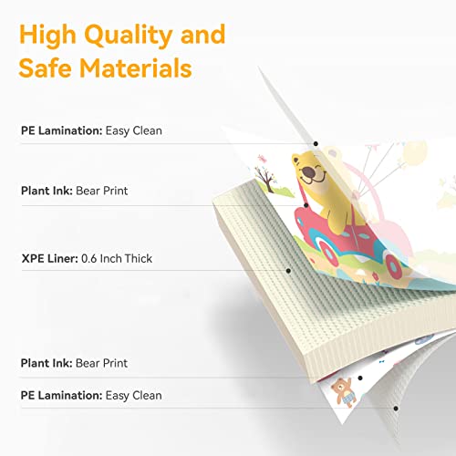 Gentle Monster Play Mat For Baby, Foldable Reversible Xl 0.6 Inch Thick Crawing Mat For Kids, Waterproof Portable Foam Playmat For Toddlers On Floor (Bear & Rabbit Print),77" X 70"X 0.6" #TOP6