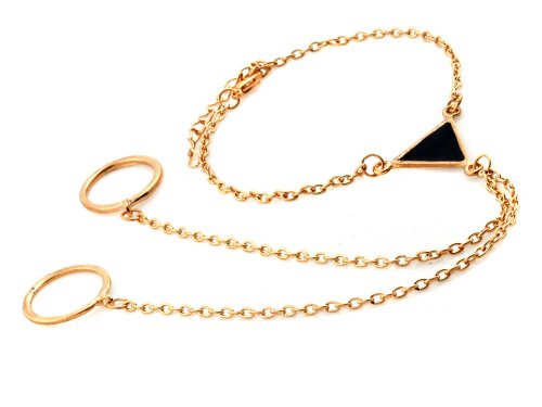 beautyshow Armor Slave 2 Double Chain Triangle Harness Golden Rings to Wrist Bracelet