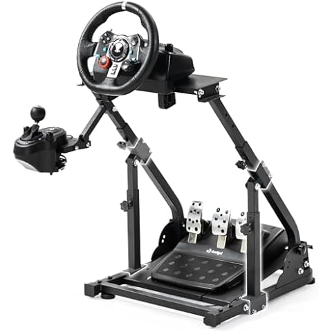 Anman Strengthen Stability Racing Wheel Stand fit for Logitech/Thrustmaster/PC/Fanatec G27,G29,G920,G923,T150,T248,T300,TMX,Upgrade Steering Shifter Mount Cockpit,Wheel Shifter Pedals NOT Included Cover