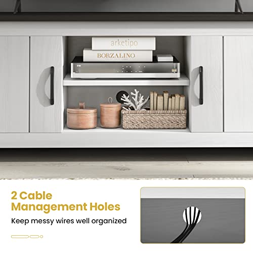 COSTWAY TV Stand for TVs up to 65 Inches, Wooden TV Cabinet Media Entertainment Center with 2 Doors and Storage Shelves, 145cm Modern TV Unit Console Table for Living Room Bedroom - Image 5