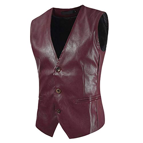 Preisvergleich Produktbild Herren Weiche Lederweste Klassisch Traditioneller Stil Gilet Casual Fashion Weste Traditionelle Leder V-Ausschnitt Single Breasted