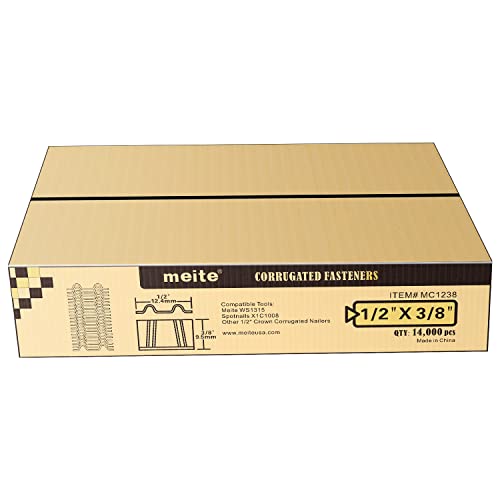 Meite Mc1238 1/2-Inch Wide Crown By 3/8-Inch Length Corrugated Fasteners Or Corrugated W Fastener Staples 14000-Pieces/Case #TOP2