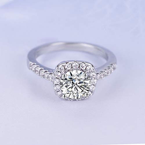 Ufooro Cz Fake Engagement Rings Solitaire Crystal Women's Engagement Rings Cubic Zirconia Wedding Band Gift Fake Diamond Rings(White-W, 7) #TOP1