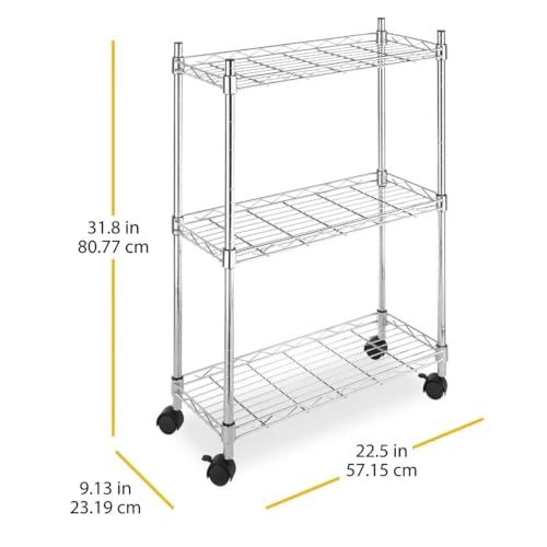 Étagère de cuisine en métal chromé avec 3 niveaux modulables
