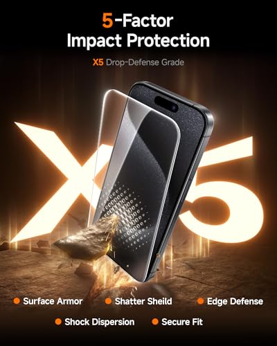 Image of SMARTDEVIL 2 Pack for iPhone 15 Pro Max Screen Protector, 9H Hardness Military Grade Shatterproof, HD Clear Tempered Glass with Auto Dust-Elimination, Bubble Free, Easy Installation, Case Friendly