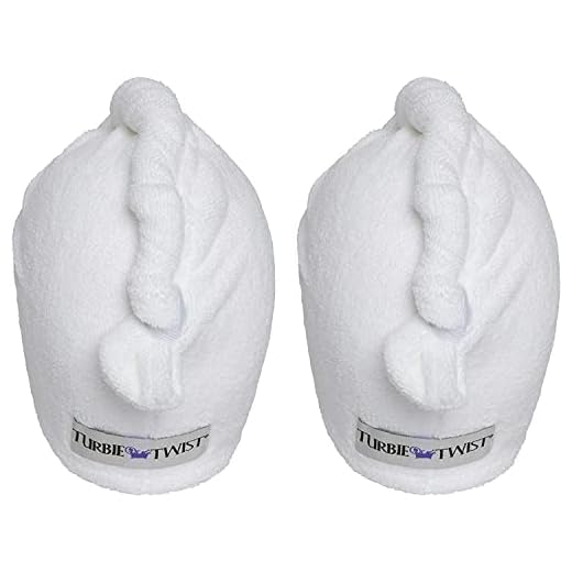 Turbie Twist Microfiber Super Absorbent Hair Towel (2 Pack)white Set of 2