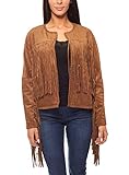indianer jacket  ONLY Jacke Fransenjacke Wildlederoptik Indianer-Look Festival-Jacke Cardigan Braun, Größenauswahl:36
