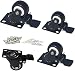MySit 2'' Heavy Duty Swivel Rubber Caster Wheel with Brake Lock.▏360 Degree Top Plate 300 Lbs/Set，Black. Pack of 4.