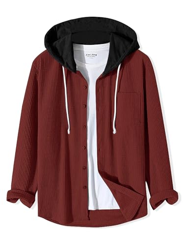 Image of Noble Monk Men's Solid Regular Fit Shirt Wine Red Black