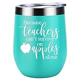 Teacher Gifts for Women - Teacher Christmas Gifts, Teacher Appreciation Gifts - Funny Birthday Gifts for Teachers, Best Teacher - Because Teachers Can't Survive on Apples Alone - Coolife Wine Tumbler