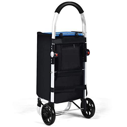DREAMADE Multifunktionaler Einkaufstrolley, Einkaufswagen Einkaufsroller Klappbar, Marktroller Einkaufstasche auf Rollen… – Bild 8