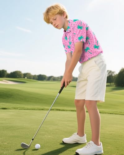 Image of Boys Polo Shirt Golf Short Sleeve Performance Dry Fit Stretch School Uniform Shirts for Boys 7-14 Years