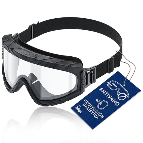 Dräger X-pect 4800 | Gafa de visión completa antipolvo y antivaho, para usuarios de gafas |Para obras, laboratorios, talleres | Lente de policarbonato resistente a los arañazos y a las roturas | negro
