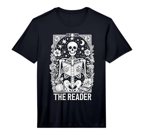 The Reader Skeleton Books Lover Teacher Happy Halloween Performance T-Shirt