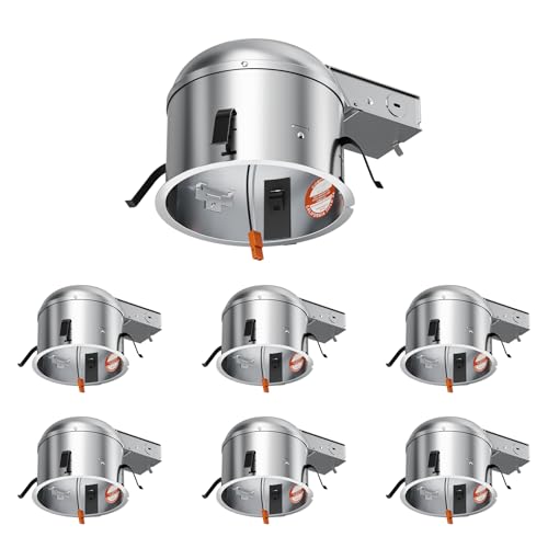 Anyhome 6 Pack 6 Inch Remodel Recessed Housing Recessed Lighting Housing IC Rated & Air Tight TP24 Connector ETL Listed