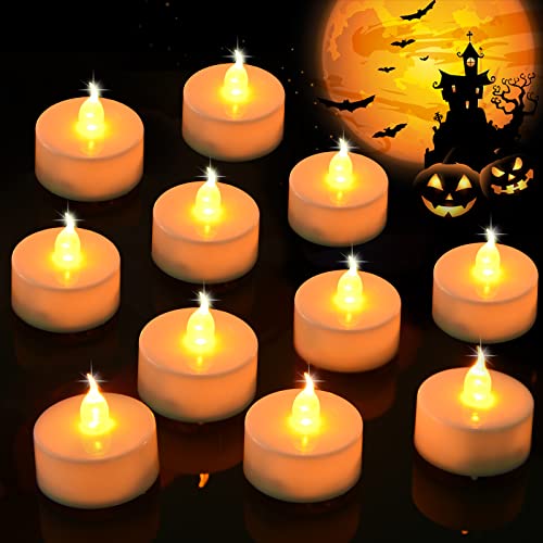 cimetech Velas LED 24 piezas Velas de té, Velas realistas sin llama parpadeantes que funcionan con pilas con luz amarilla cálida para decoración de bodas, día de San Valentín, Halloween, Navidad Cover