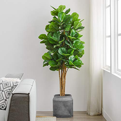 Cozy Castle Artificial Fiddle Leaf Fig Tree, Fig Tree Artificial, Ficus Lyrata, Fake Plant 178 Leaves, in Sturdy Black Pot, Fake Tree for Living Room (6 Feet)