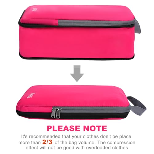 Image of BAGAIL 4 Set /6 Set /8 Set Compression Packing Cubes Travel Accessories Expandable Packing Organizers (Cloth Pattern, 4-Fuchsia)