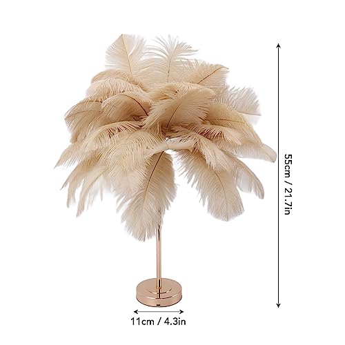 Yunir Feather Table Lamp, 30PCS Feathers USB Rechargeable Decorative Beside Table Lamp, with 3 Color Dimmable Lighting - Image 3