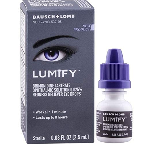 Lumify Redness Reliever Eye Drops, Works in 1 Minute, Lasts up to 8 Hours, Sterile, 0.08 fl oz (Pack of 2)